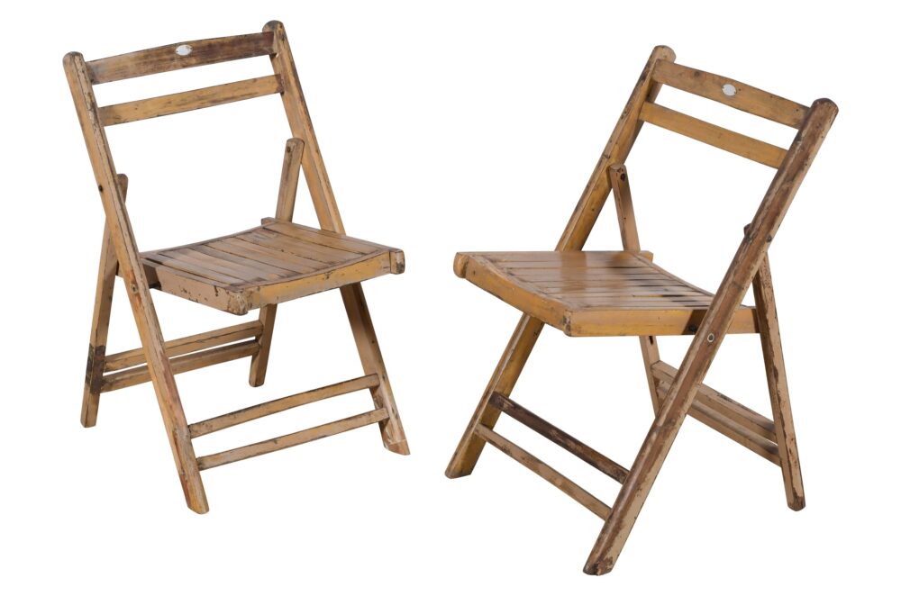 Pair Of Vintage Teak Wood Folding Garden Or Caf? Chairs - Image 7