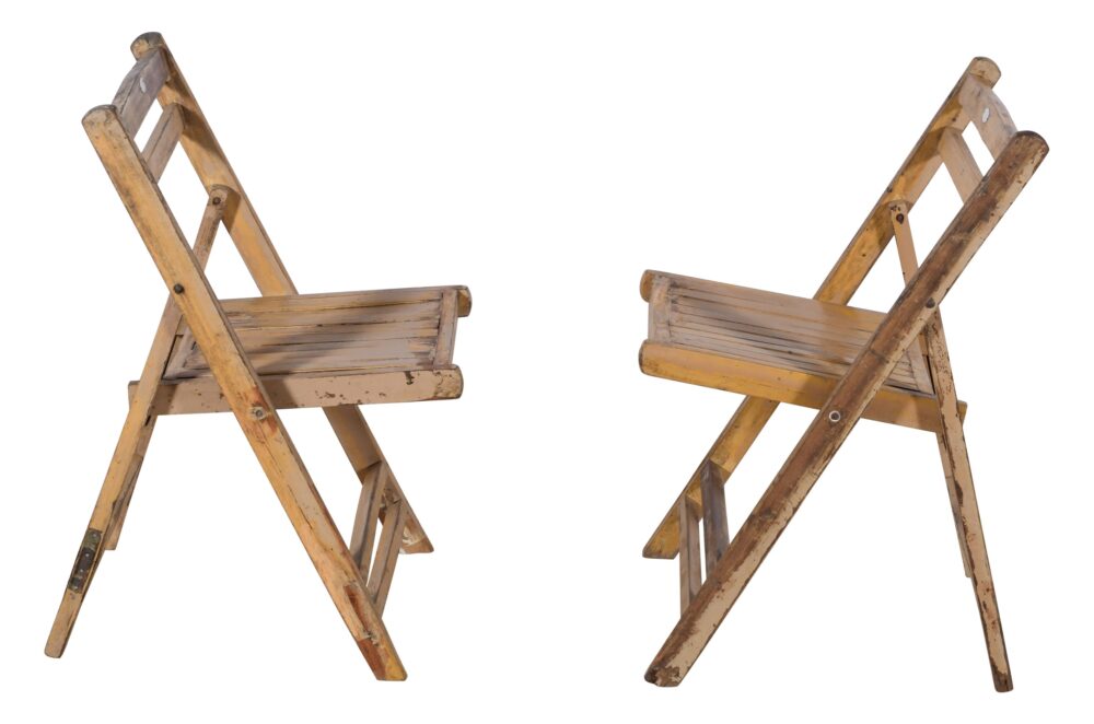 Pair Of Vintage Teak Wood Folding Garden Or Caf? Chairs - Image 6