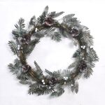 Christmas Artisan Fairtrade Metal Pine Cone and Leaf Wreath Door Decoration