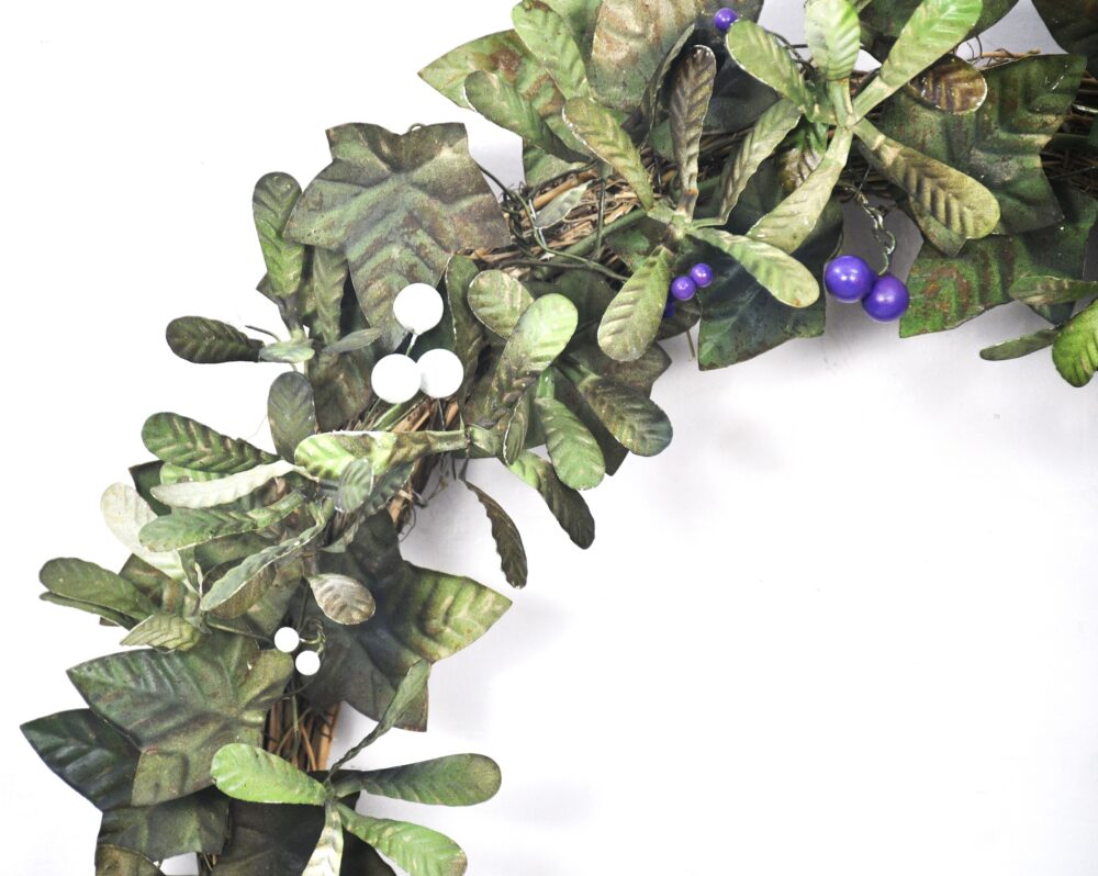 Christmas Artisan Fairtrade Metal Mistletoe Wreath Door Decoration - Image 3