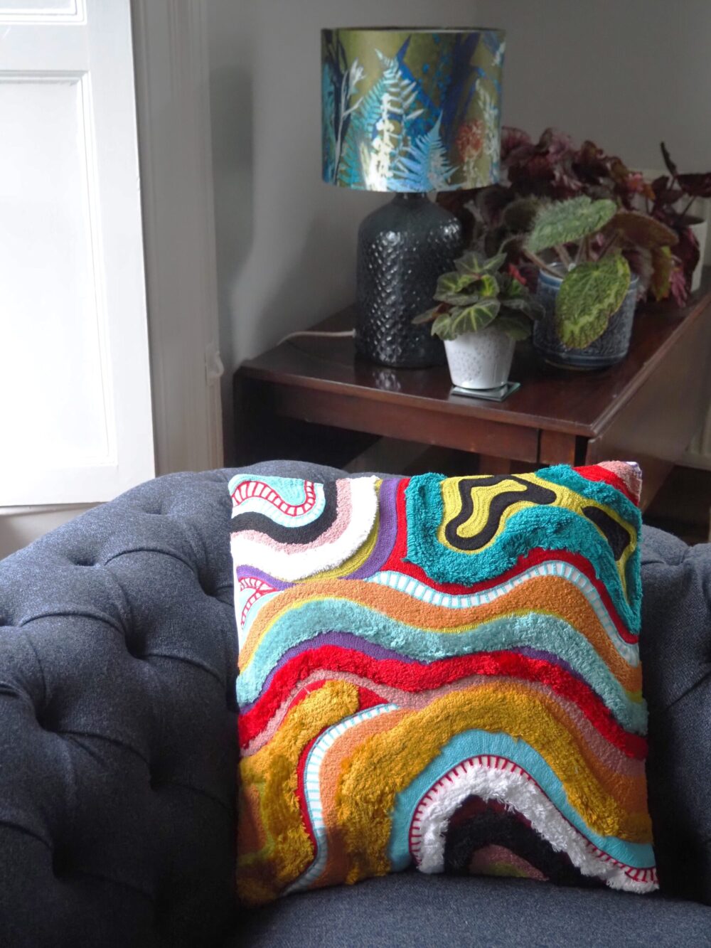 Hand Embroidered Cushion Cover With Poly Fiber Filler - Image 5