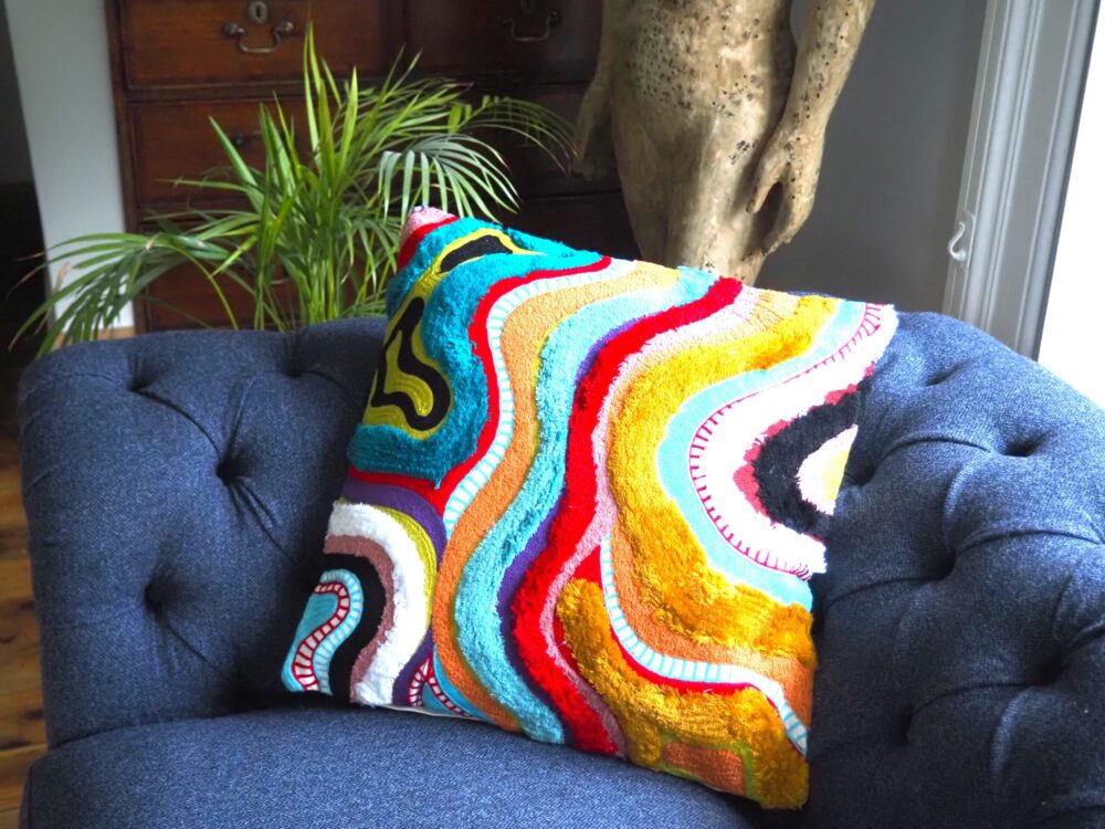 Hand Embroidered Cushion Cover With Poly Fiber Filler - Image 3