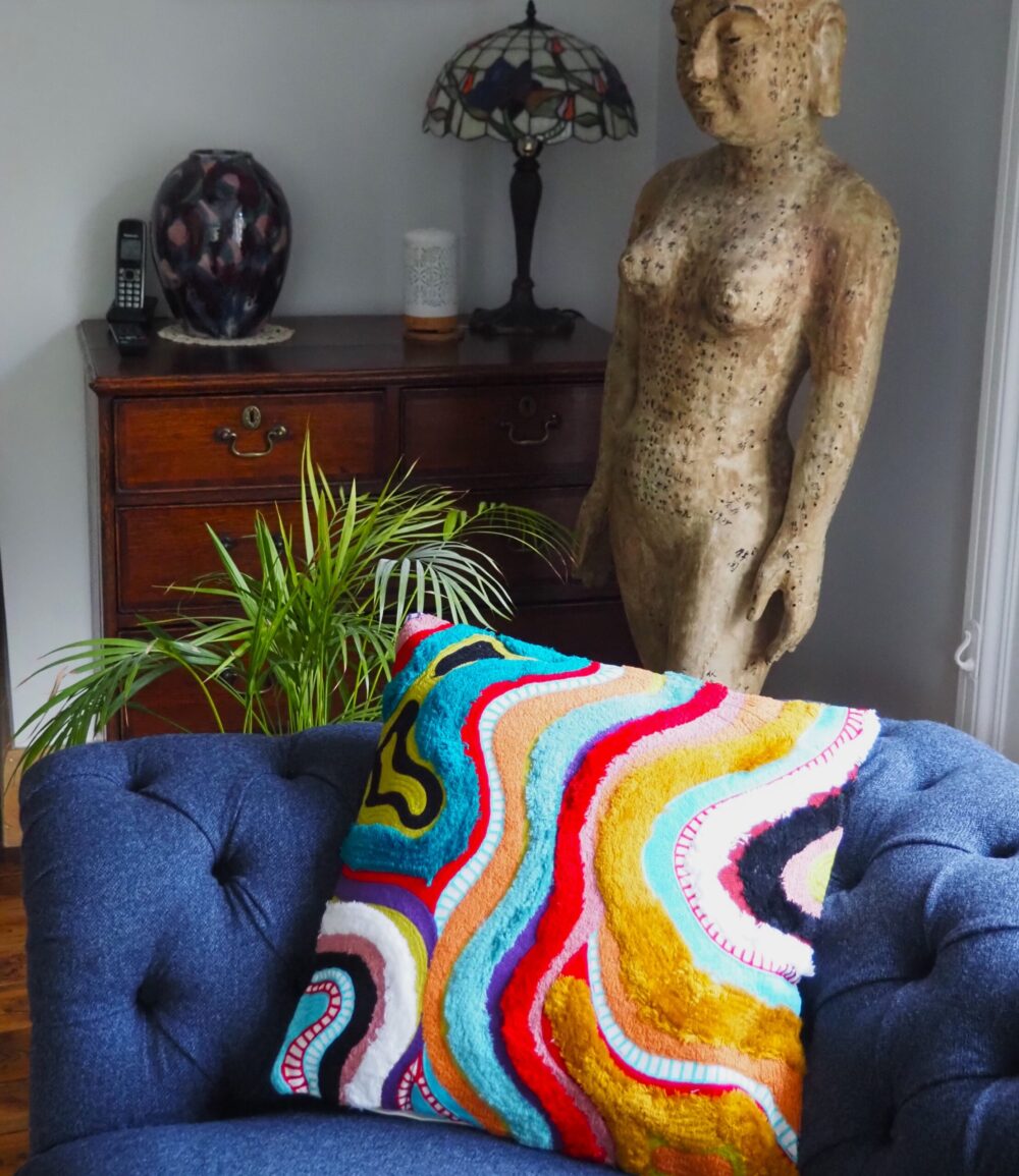Hand Embroidered Cushion Cover With Poly Fiber Filler - Image 6