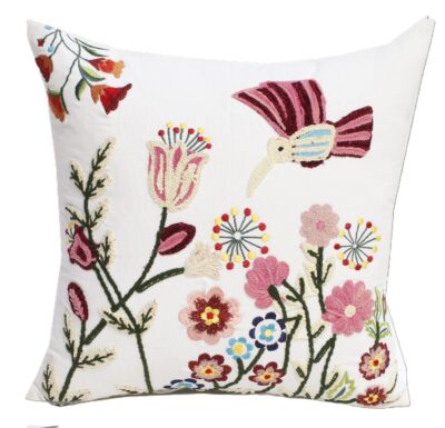 Hand Embroidered Cushion Cover With Poly Fiber Filler