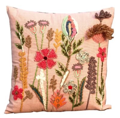 Hand Embroidered Cushion Cover With Poly Fiber Filler