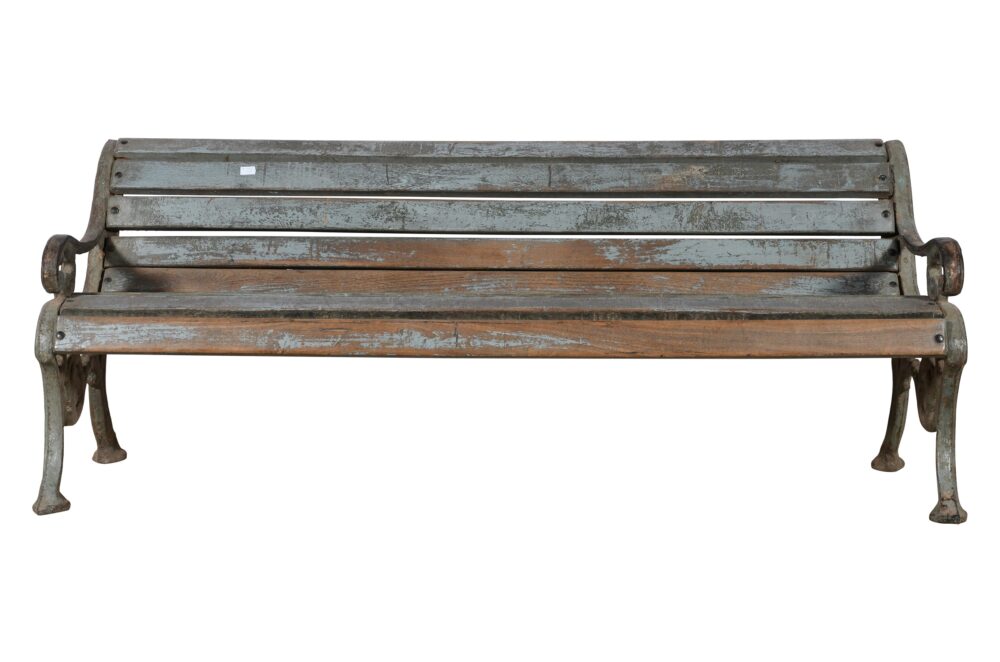 Antique Indian Cast Iron And Teak Wood Garden Bench