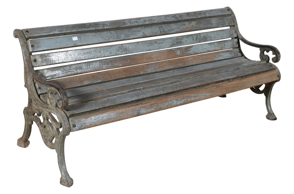 Antique Indian Cast Iron And Teak Wood Garden Bench - Image 2