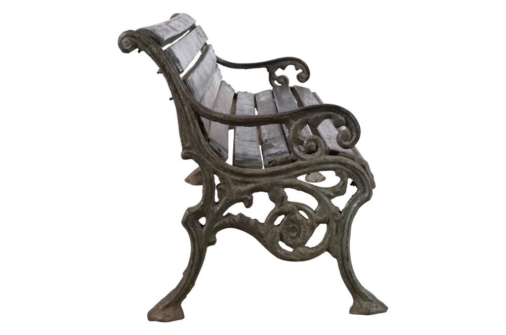 Antique Indian Cast Iron And Teak Wood Garden Bench - Image 3