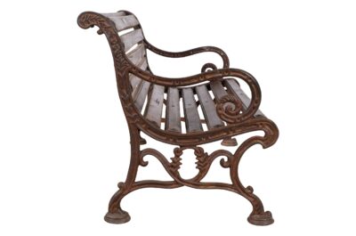 Antique Indian Cast Iron And Teak Wood Garden Bench