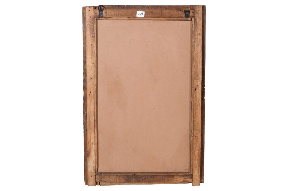 Antique Indian Teak Wood Shutter Windows Mirror - Image 3