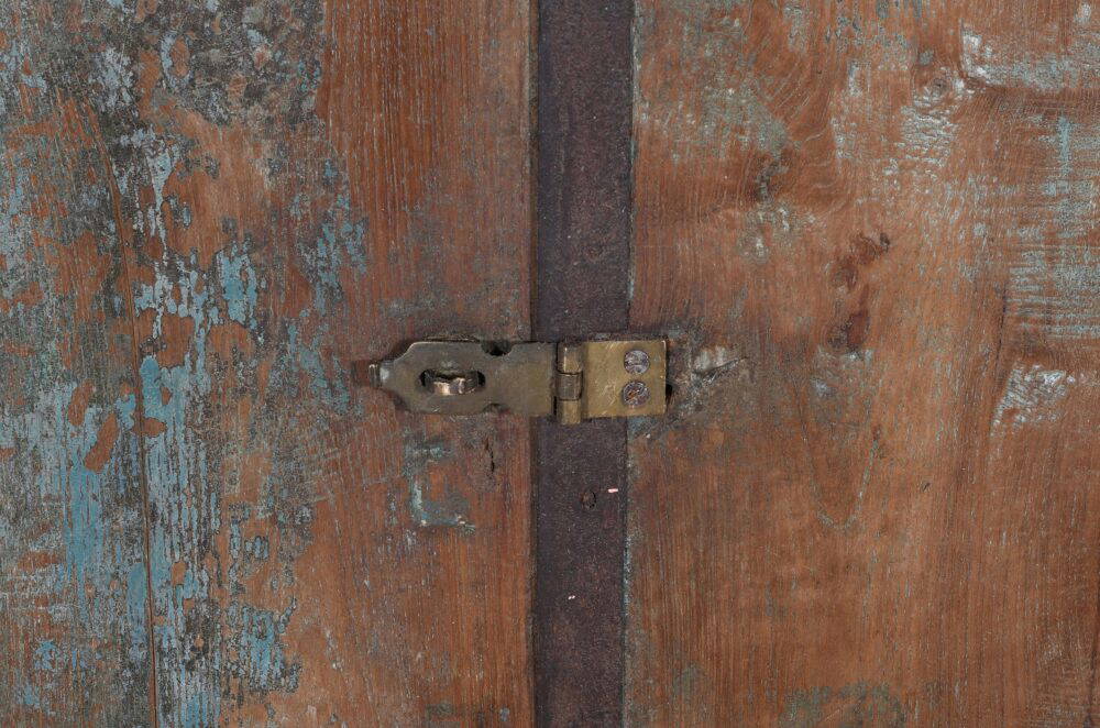 Antique Indian Teak Wood Shutter Windows Mirror - Image 2