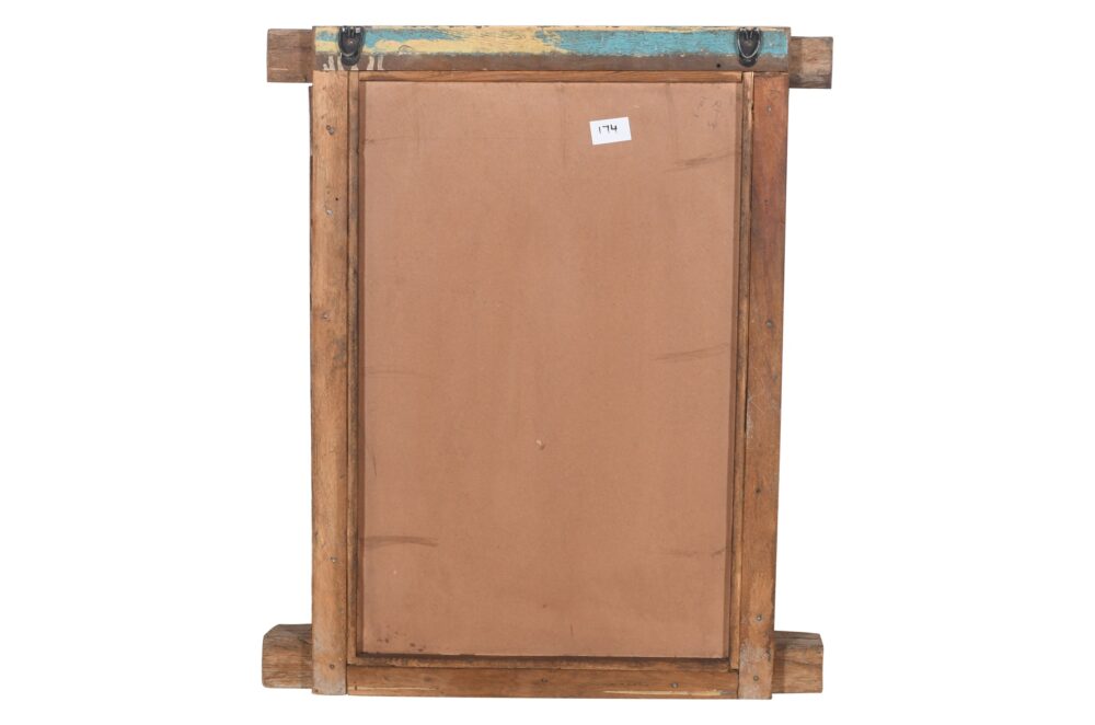 Antique Indian Teak Wood Shutter Windows Mirror - Image 3