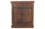 Antique Indian Teak Wood Shutter Windows Mirror