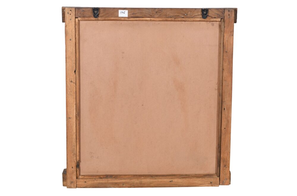 Antique Indian Teak Wood Shutter Windows Mirror - Image 3