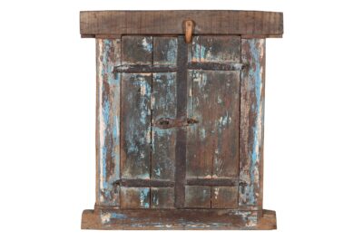 Antique Indian Teak Wood Shutter Windows Mirror