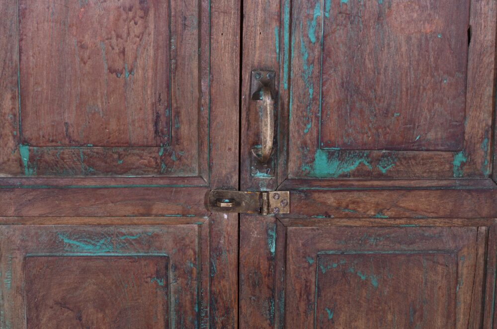Antique Indian Teak Wood Shutter Windows Mirror