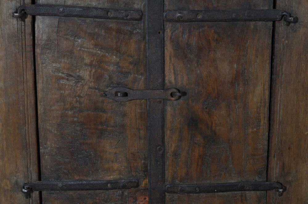 Antique Indian Teak Wood Shutter Windows Mirror - Image 2