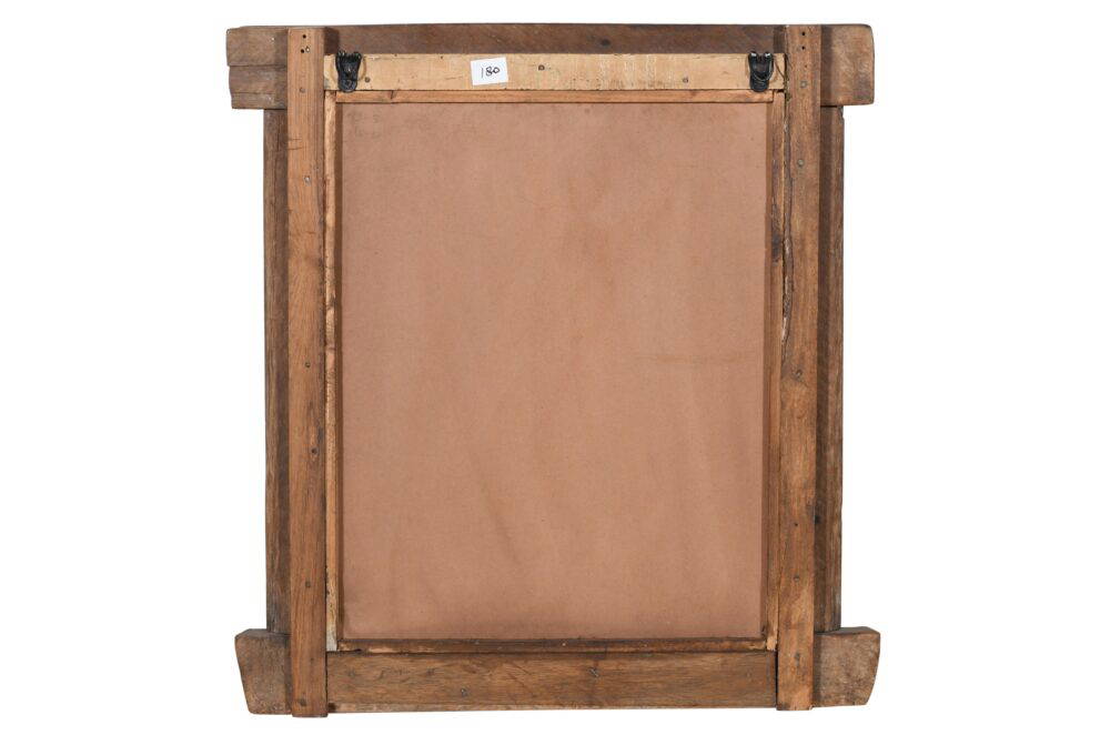 Antique Indian Teak Wood Shutter Windows Mirror - Image 3