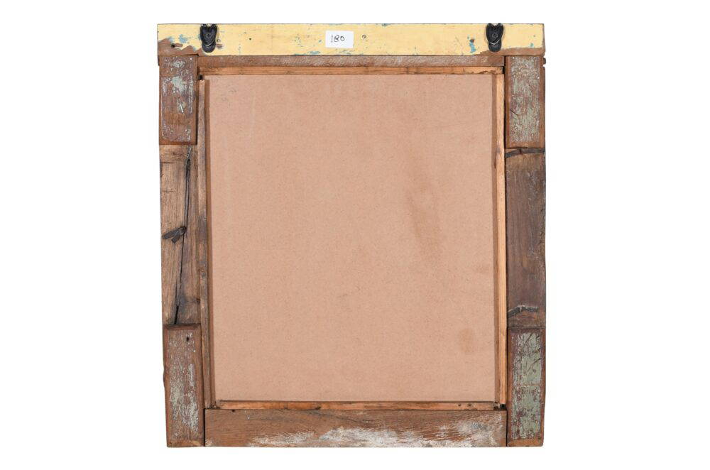 Antique Indian Teak Wood Shutter Windows Mirror - Image 3