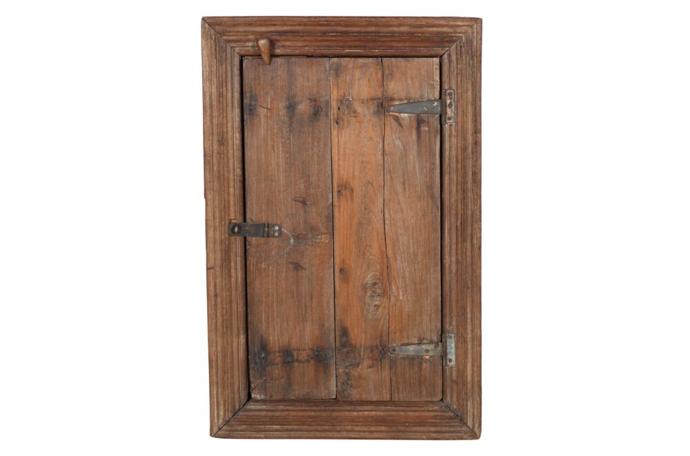 Antique Indian Teak Wood Shutter Windows Mirror