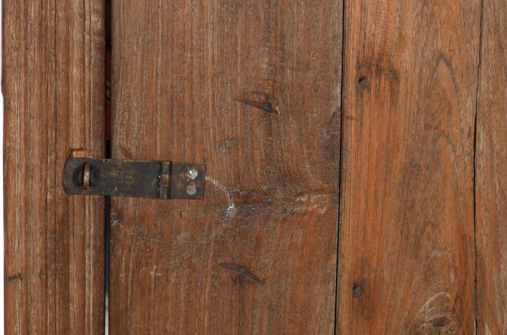 Antique Indian Teak Wood Shutter Windows Mirror - Image 2