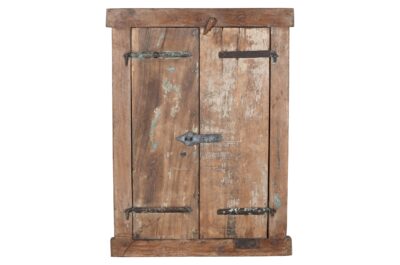 Antique Indian Teak Wood Shutter Windows Mirror