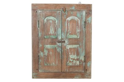 Antique Indian Teak Wood Shutter Windows Mirror