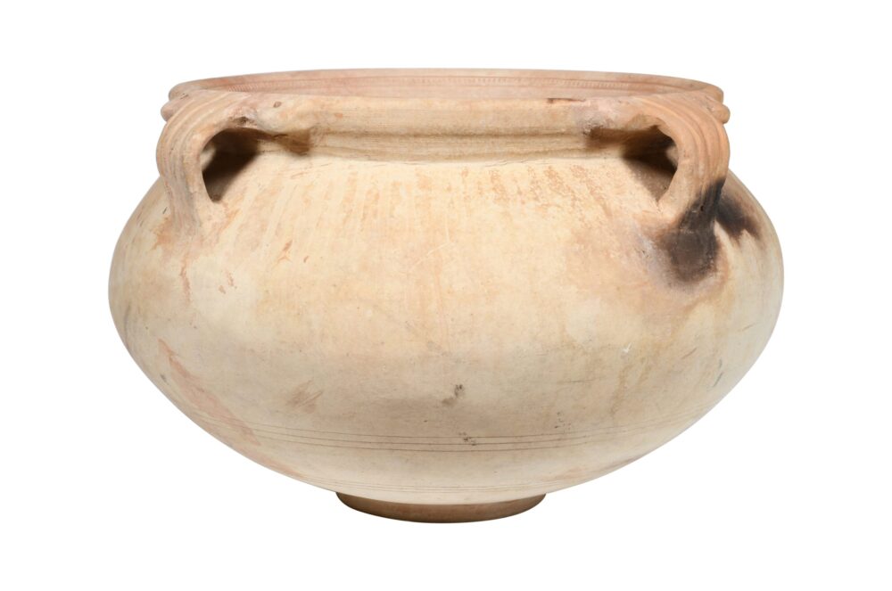 Large Urn Shaped Indian Hand Thrown Terracotta Planter - Image 2