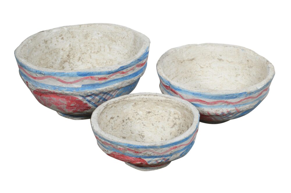 Set of 3 Indian Papier Mache Pot Porri Or Serving Bowls