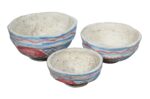 Set of 3 Indian Papier Mache Pot Porri Or Serving Bowls