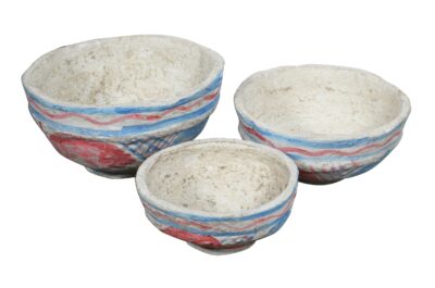 Set of 3 Indian Papier Mache Pot Porri Or Serving Bowls