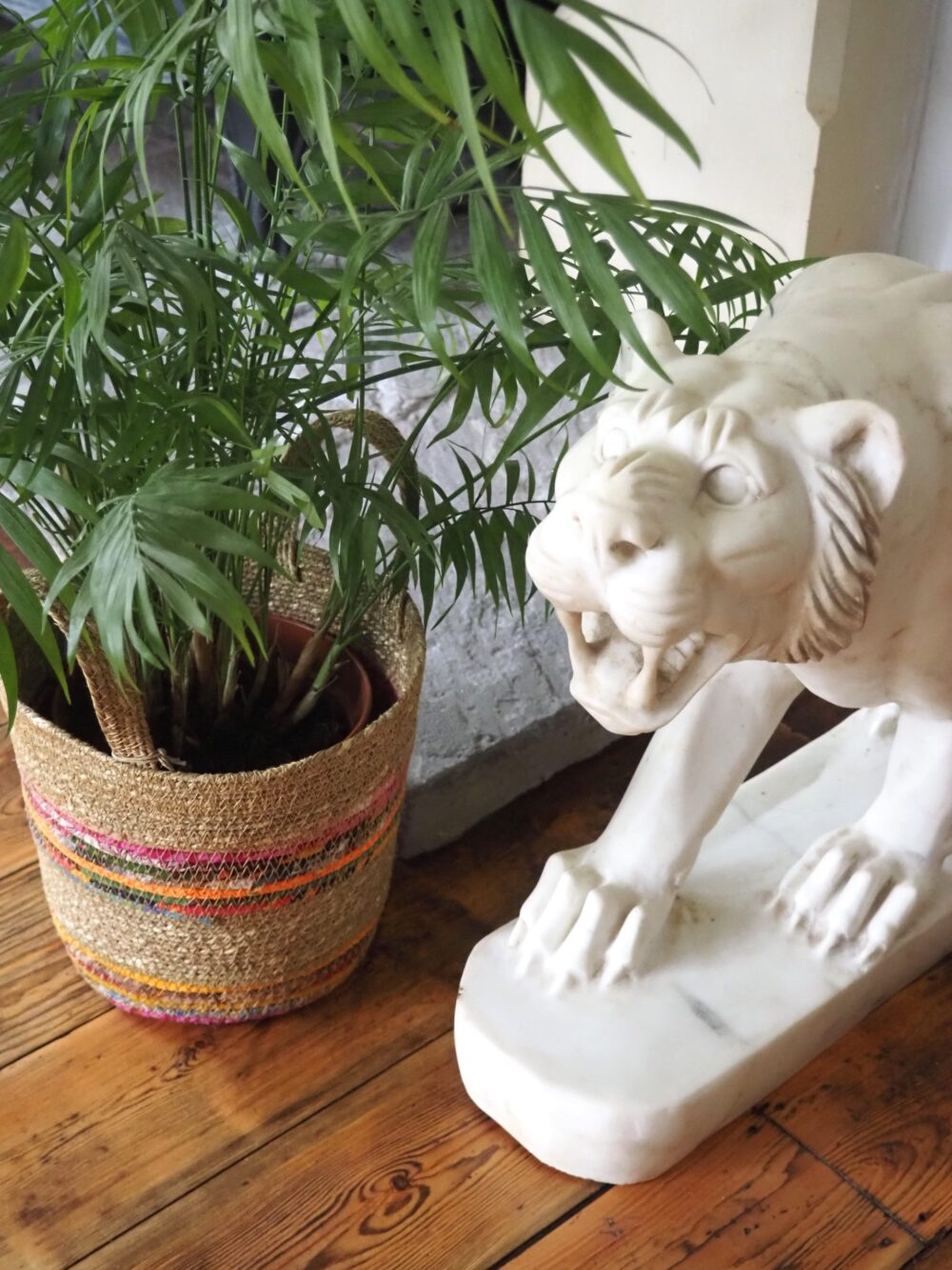Munja And Reclaimed Fabric Eco Plant Pot Cover With Handles - Medium - Image 2