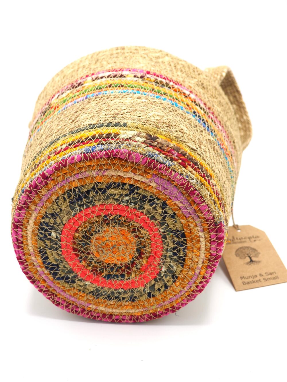 Munja And Reclaimed Fabric Eco Plant Pot Cover With Handles - Small - Image 9