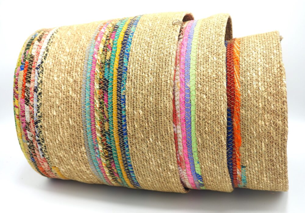 Munja And Reclaimed Fabric Eco Planter With Removable Metal Liner - Set Of 3 - Image 3