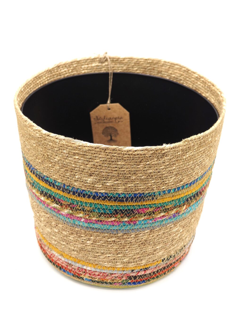 Munja And Reclaimed Fabric Eco Planter With Removable Metal Liner - Set Of 3 - Image 5