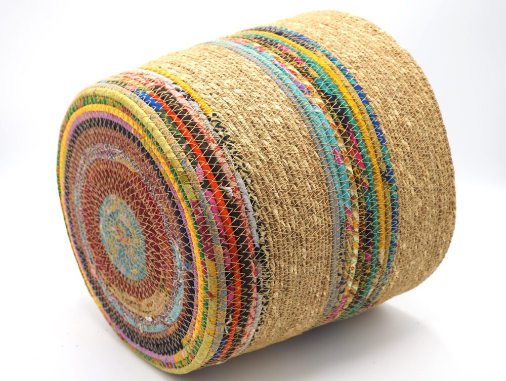 Munja And Reclaimed Fabric Eco Planter With Removable Metal Liner - Set Of 3 - Image 6