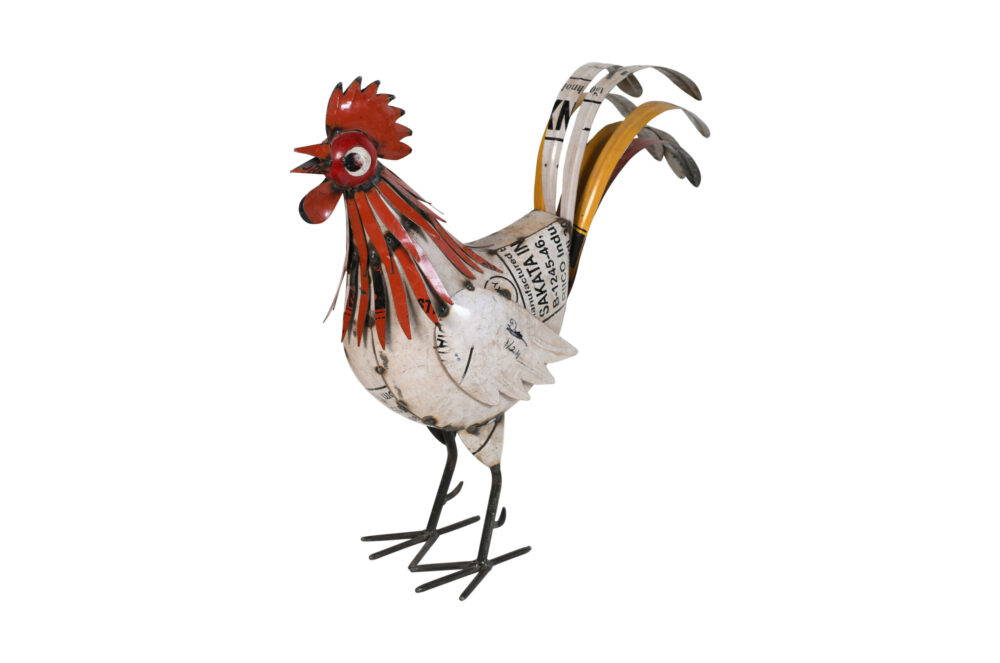Recycled Iron Chicken Garden Decoration - Artisan-Made Rustic Rooster Figure - Image 3