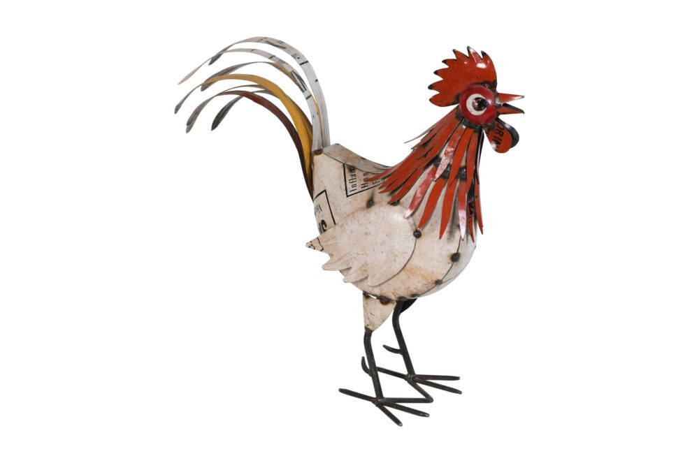 Recycled Iron Chicken Garden Decoration - Artisan-Made Rustic Rooster Figure - Image 2