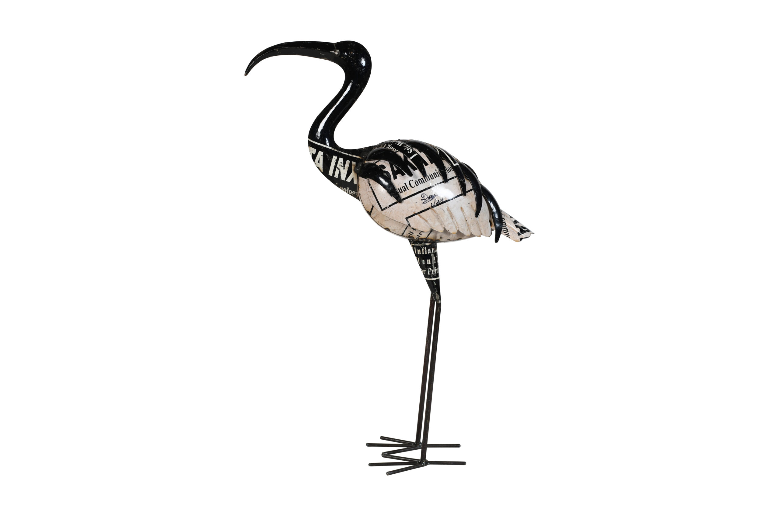 Indian Artisan Made Recycled Iron Ibis Bird Garden Decoration Figure