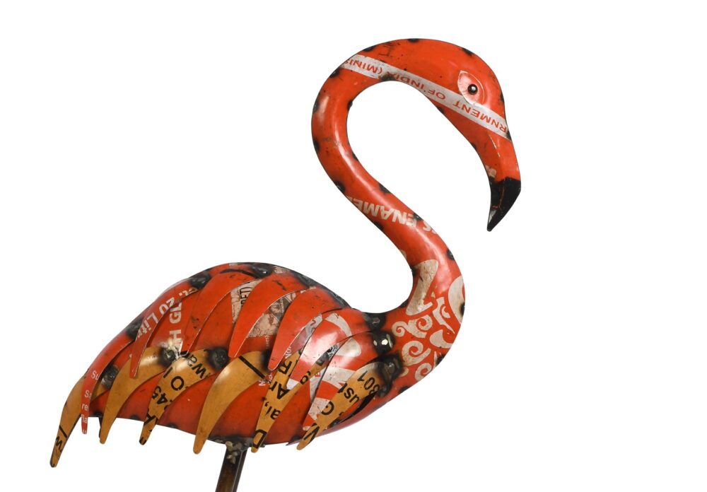Recycled Iron Flamingo Garden Decoration - Artisan-Made Rustic Bird Figure - Image 4