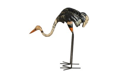 Recycled Iron Ostrich Garden Decoration - Artisan-Made Rustic Bird Figure