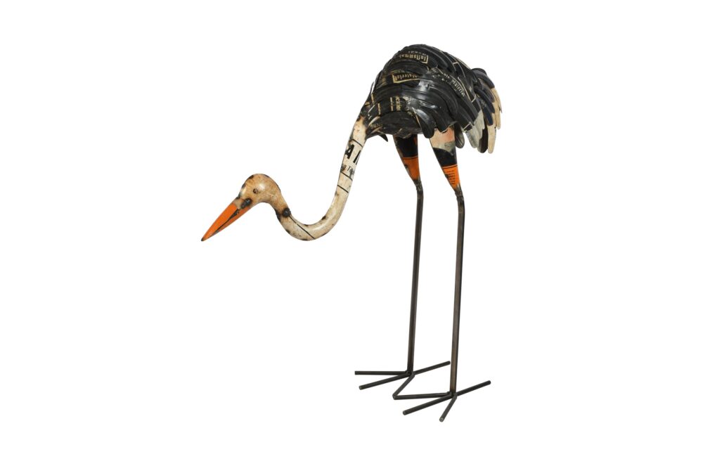 Recycled Iron Ostrich Garden Decoration - Artisan-Made Rustic Bird Figure - Image 2