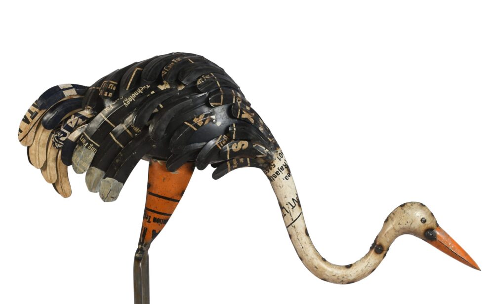 Recycled Iron Ostrich Garden Decoration - Artisan-Made Rustic Bird Figure - Image 4