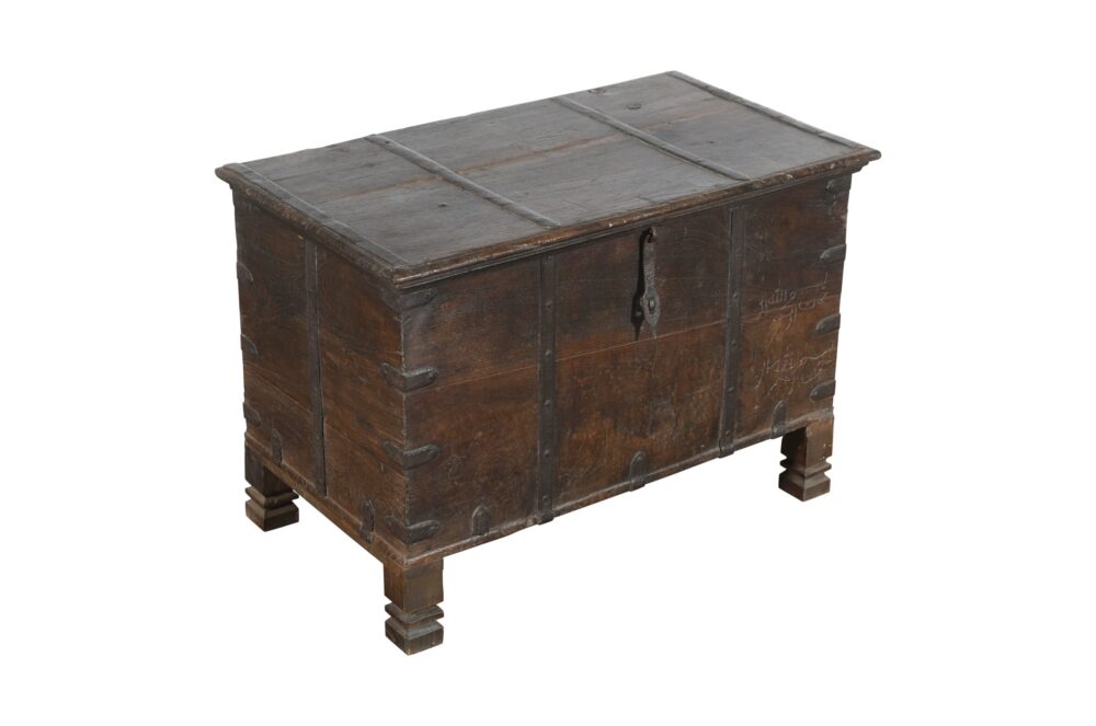 Antique Indian Fruit Wood Chest or Trunk - Image 3