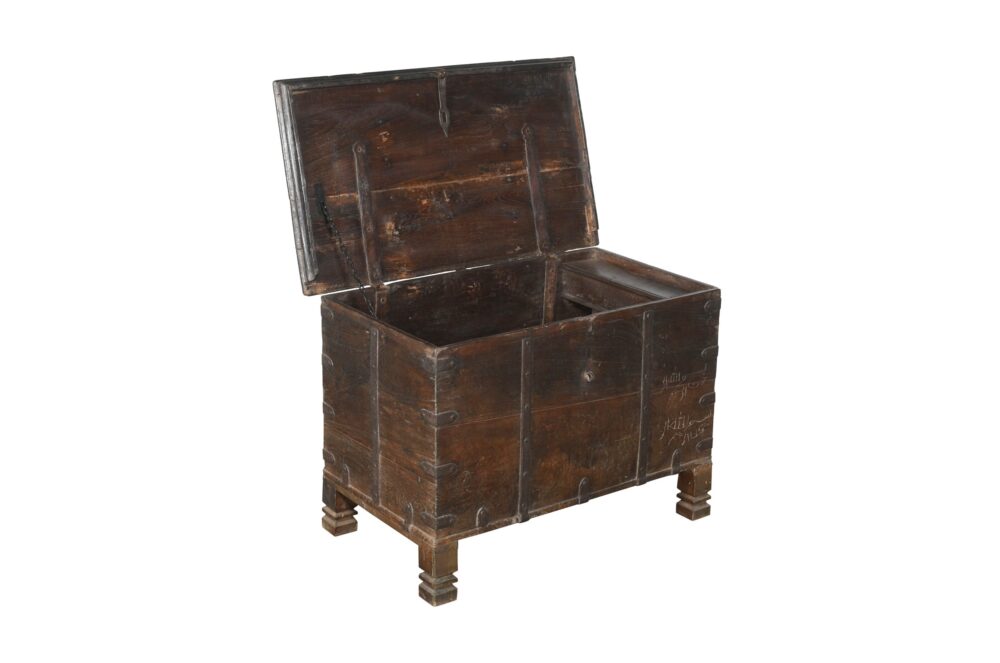 Antique Indian Fruit Wood Chest or Trunk - Image 5