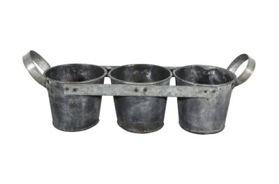Rustic Indian Iron 3 Bucket Plant Pots Or Planters