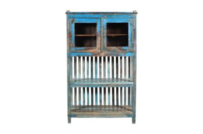 Antique Indian Teak Wood Kitchen Storage Pan Rack And Cupboard