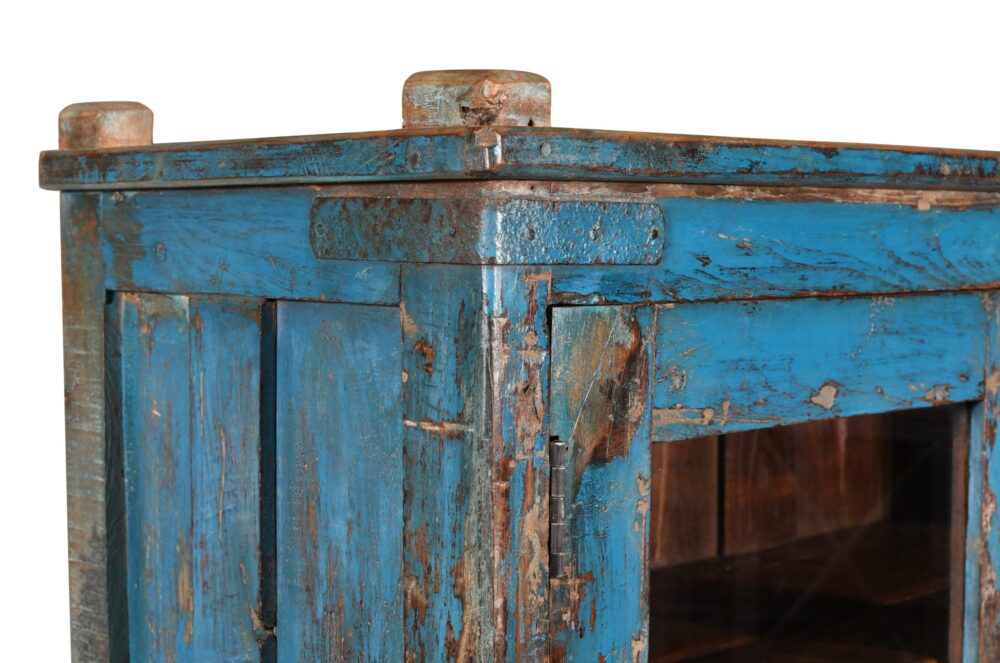 Antique Indian Teak Wood Kitchen Storage Pan Rack And Cupboard - Image 5