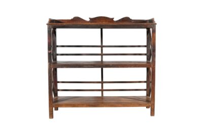 Antique Indian Teak Wood Kitchen Storage Pan Rack
