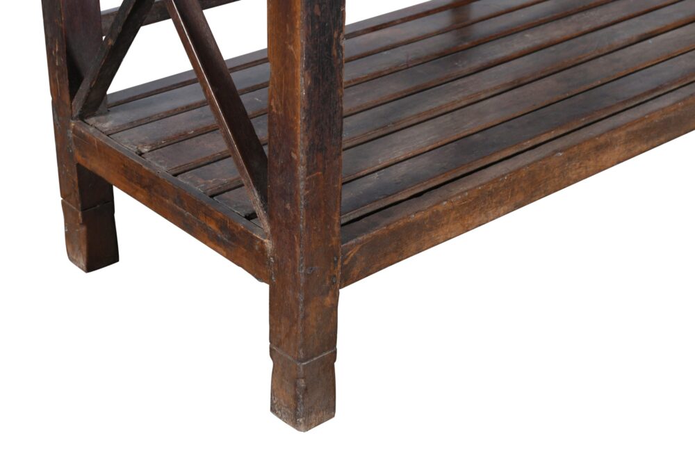 Antique Indian Teak Wood Kitchen Storage Pan Rack - Image 5